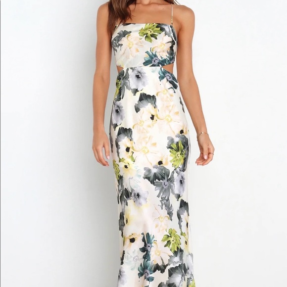Petal & Pup Dresses & Skirts - Petal & Pup White Floral Maxi Dress with Green Accents